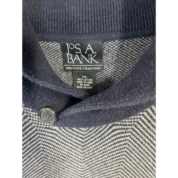 Jos. A. Bank Tailored Fit Herringbone Shawl Collar Sweater in navy. Size XL - Picture 2 of 4